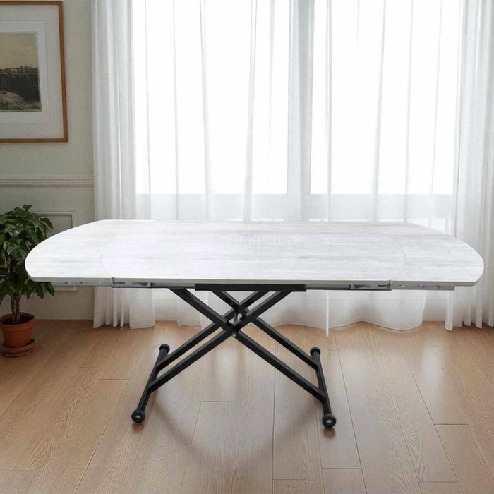 Hanah Home Yan Yari Oval - Mesa de Comedor Extensible Lisboa y Negro Hanah Home Yan Yari Oval - Mesa de Comedor Extensible Lisboa y Negro
